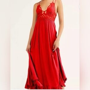 FP One Adella Maxi Slip Dress Red Size Large.